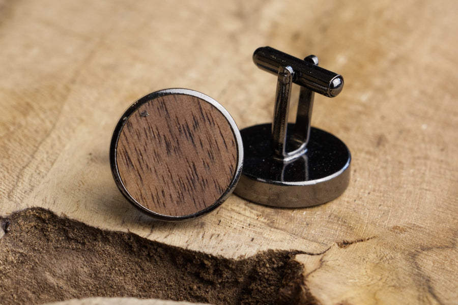 Gunmetal & Walnut Cufflinks