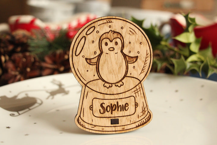 Personalised Snow Globe Table Name Place Settings