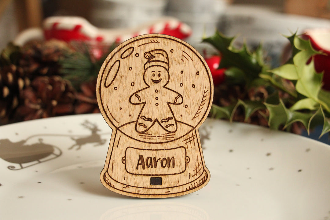 Personalised Snow Globe Table Name Place Settings