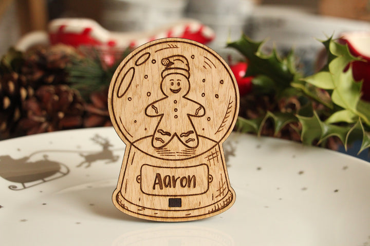 Personalised Snow Globe Table Name Place Settings