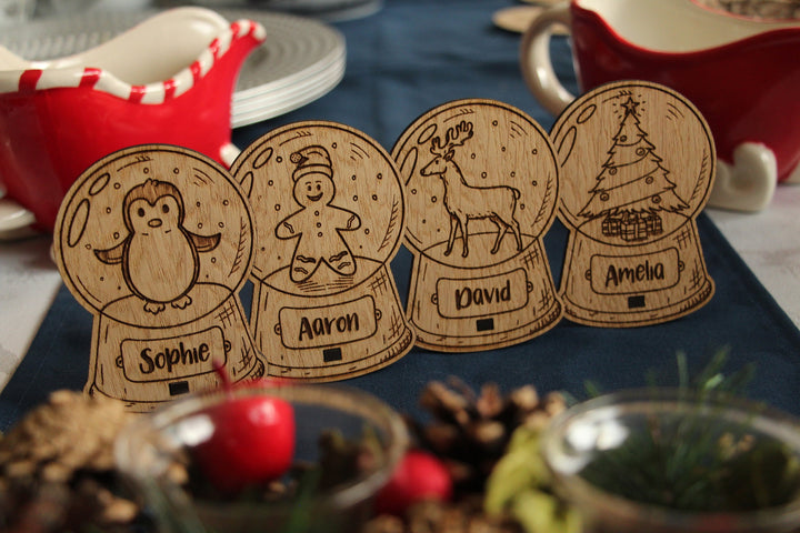 Personalised Snow Globe Table Name Place Settings