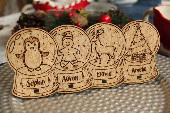 Personalised Snow Globe Table Name Place Settings