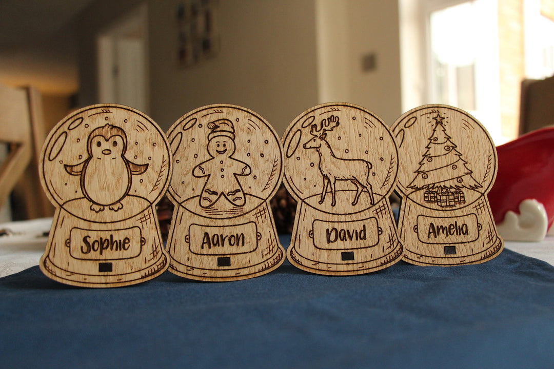 Personalised Snow Globe Table Name Place Settings