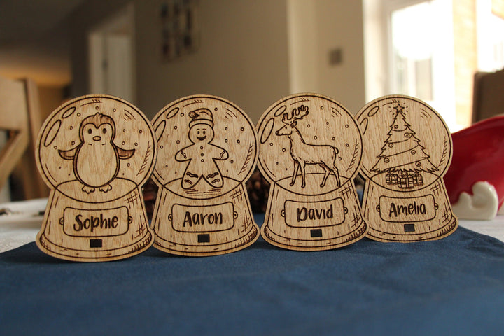 Personalised Snow Globe Table Name Place Settings