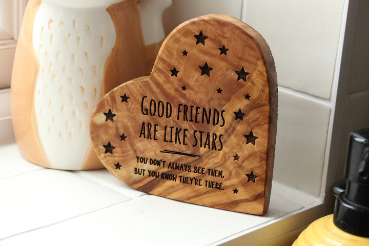 Good Friends Olive Wood Heart