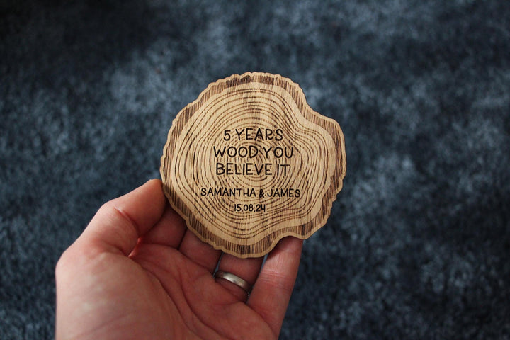 '5 Years Wood You Believe It' Coasters