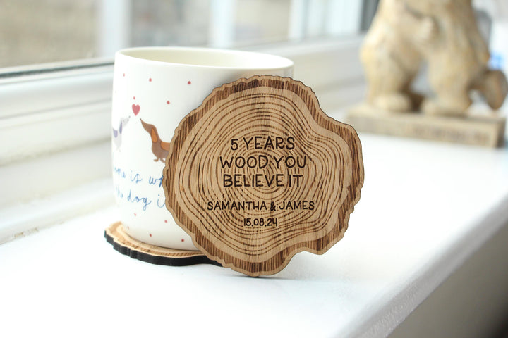 '5 Years Wood You Believe It' Coasters