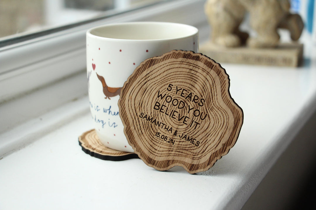 '5 Years Wood You Believe It' Coasters