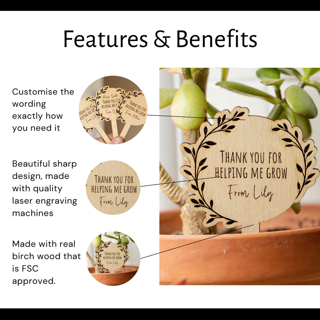 Thank You For Helping Me Grow Plant Tag