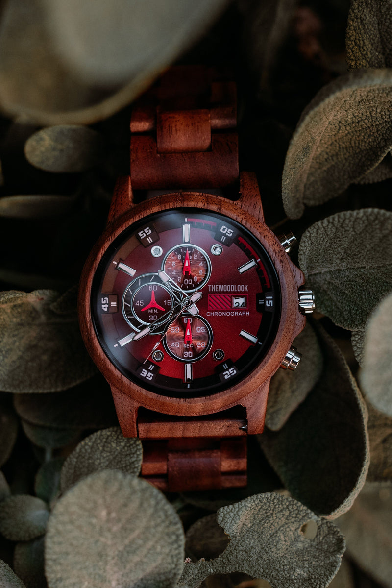 Edinburgh walnut chronograph wooden watch