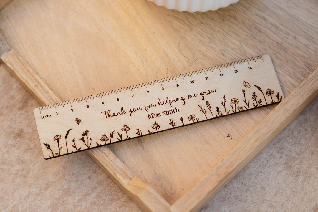 Thank You For Helping Me Grow Wildflower Wooden Ruler