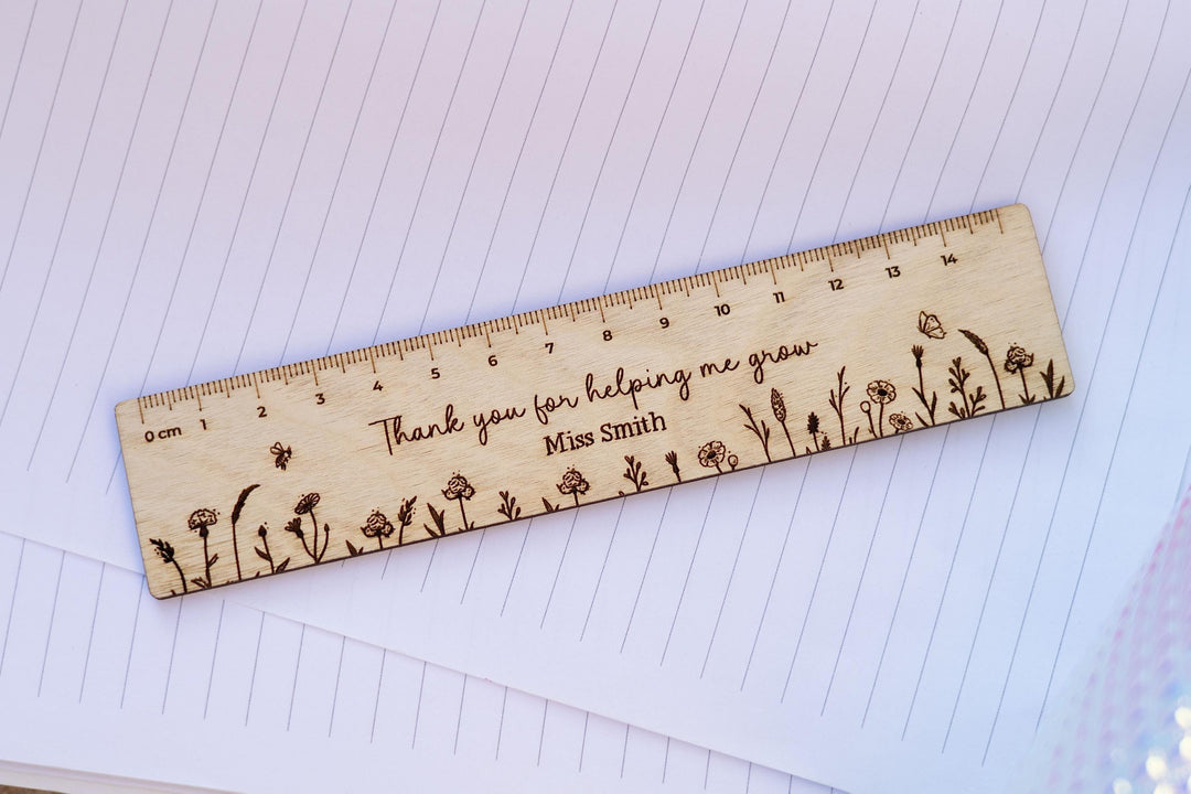 Thank You For Helping Me Grow Wildflower Wooden Ruler