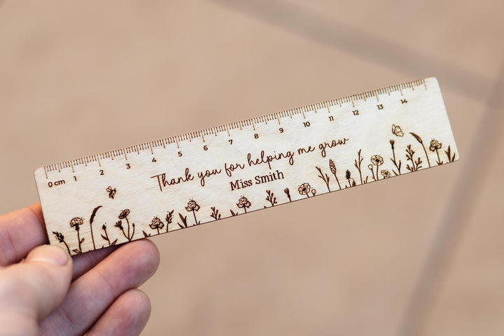 Thank You For Helping Me Grow Wildflower Wooden Ruler