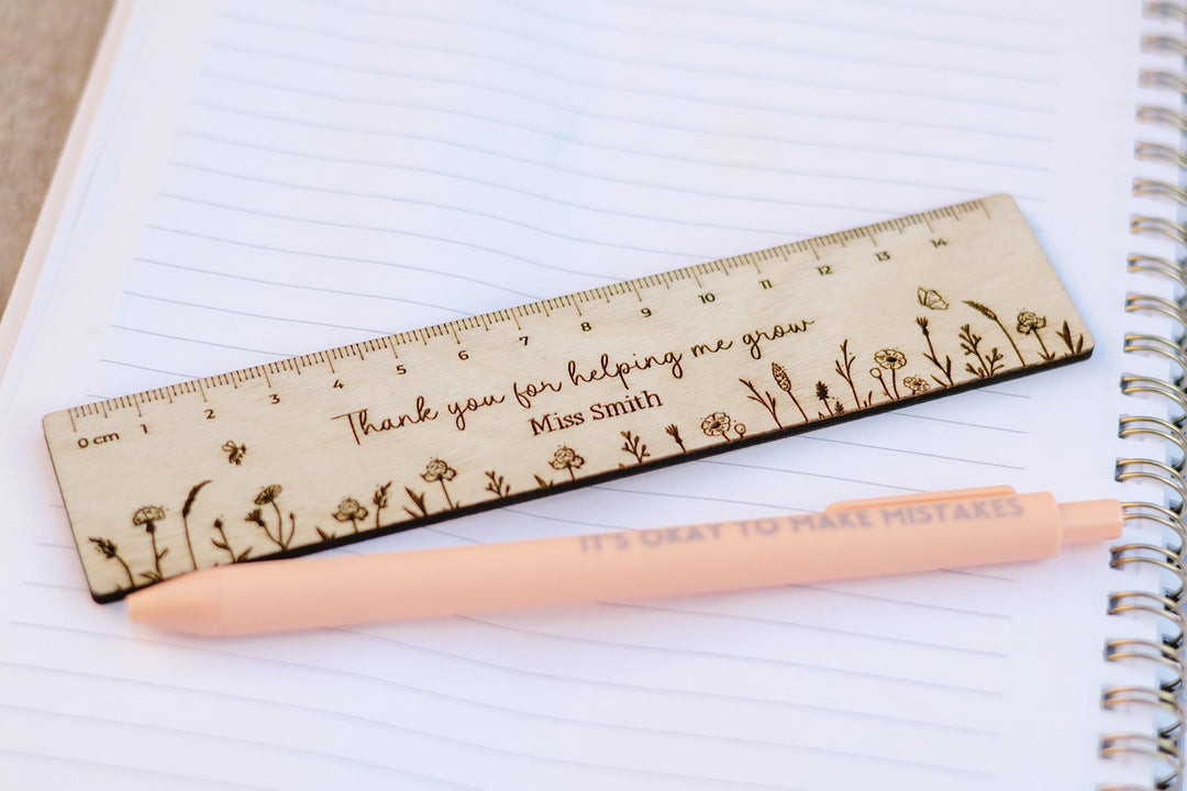 Thank You For Helping Me Grow Wildflower Wooden Ruler