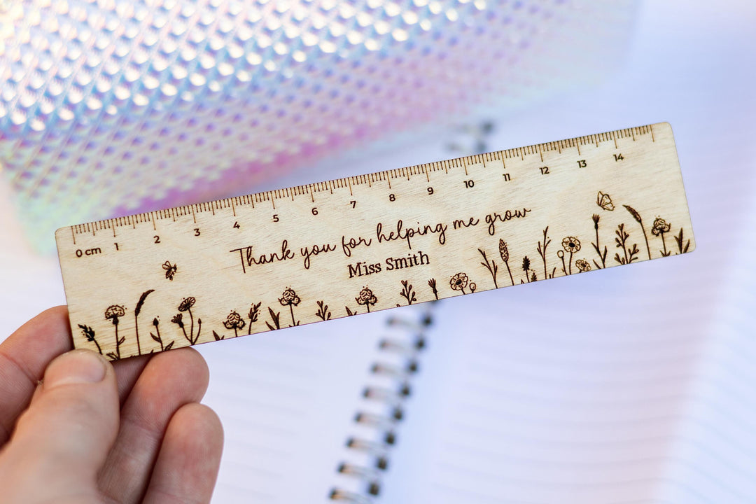 Thank You For Helping Me Grow Wildflower Wooden Ruler
