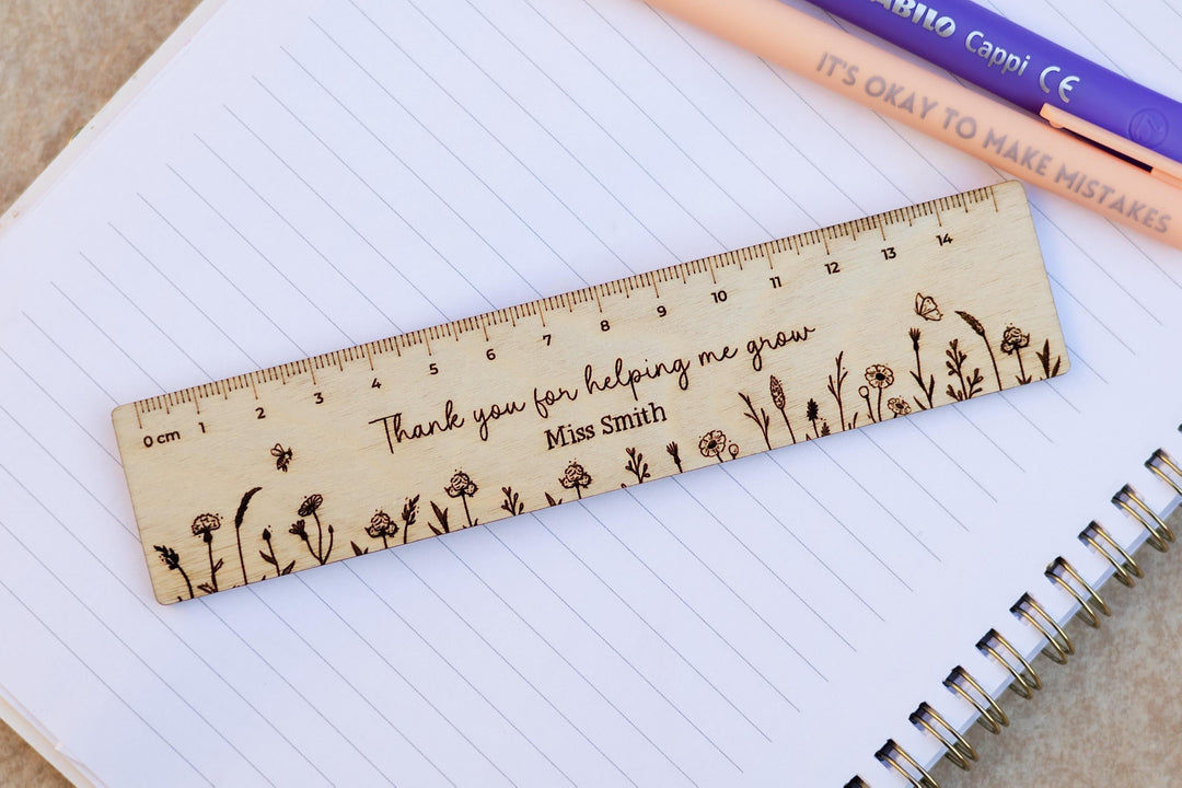 Thank You For Helping Me Grow Wildflower Wooden Ruler
