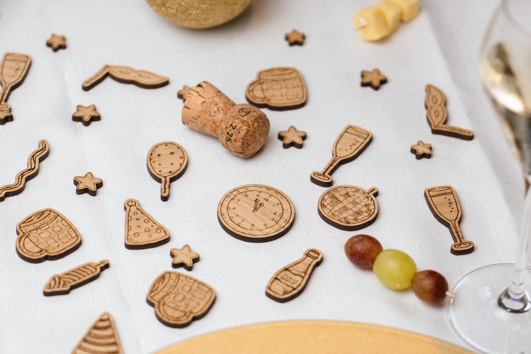 50 Pack - Wooden Table Confetti For New Year