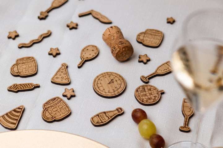 50 Pack - Wooden Table Confetti For New Year