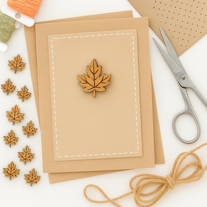50-Pack Wooden Maple Leaf Decorative Ornaments, 28mm, Natural Wood Craft Pieces, Laser Cut Shapes