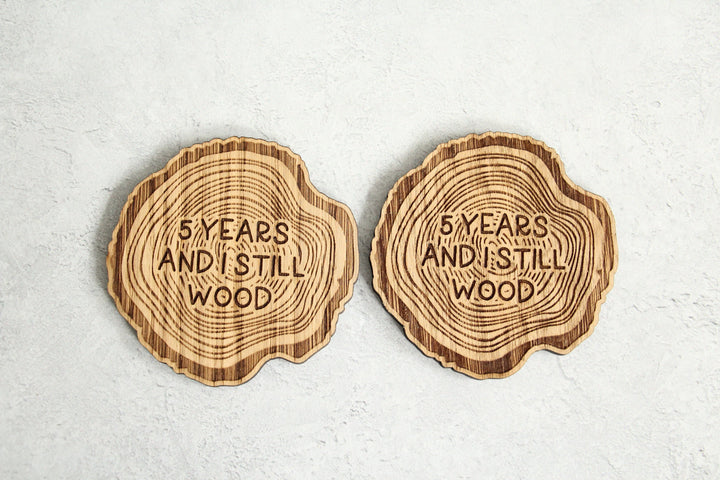 🎁 5 Year Anniversary Coasters (100% off) - coaster wooden gift - The Wood Look