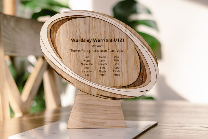 Rugby Ball Coach Gift - wooden gift personalised gift idea