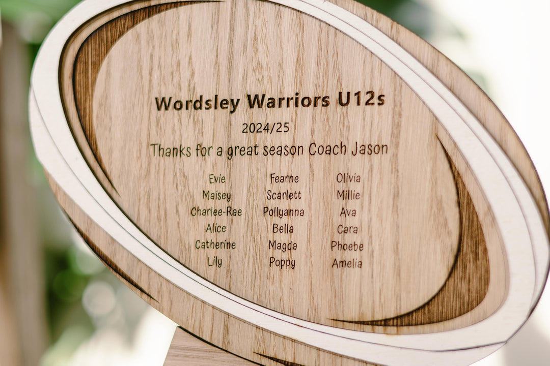 Rugby Ball Coach Gift - wooden gift personalised gift idea
