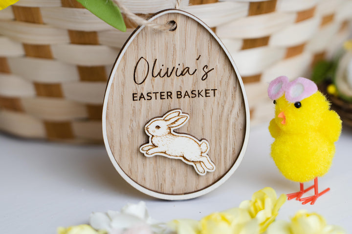 Personalised Easter Bunny Tags - personalised gift tag oak gift - The Wood Look