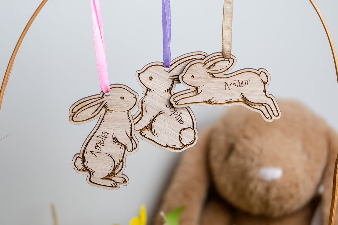 Personalised Easter Basket Name Tag - handmade oak gift tag The Wood Look