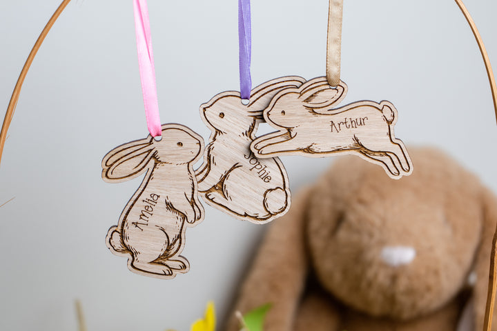 Personalised Easter Basket Name Tag - handmade oak gift tag The Wood Look