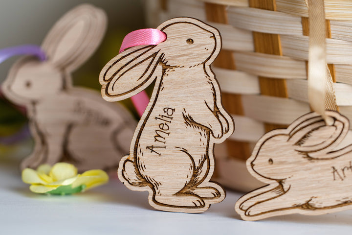 Personalised Easter Basket Name Tag - personalised gift tag oak gift - The Wood Look