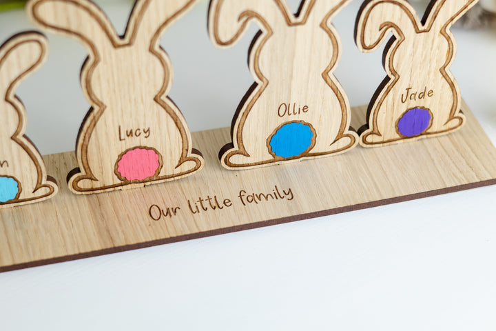 Personalised Bunny Family Name Plaque