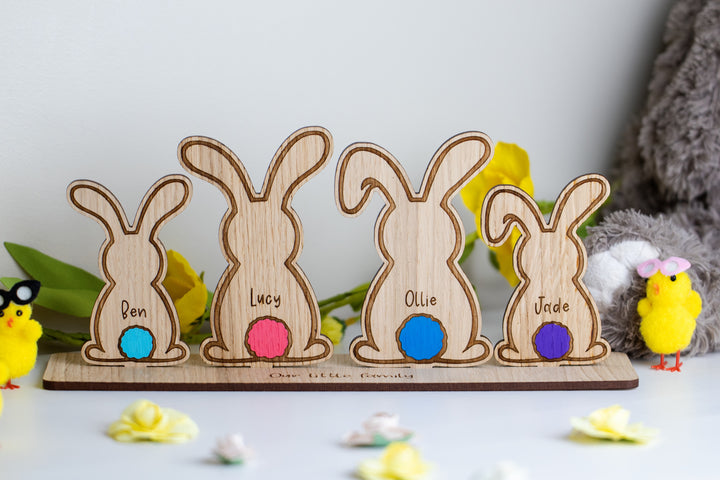 Personalised Bunny Family Name Plaque