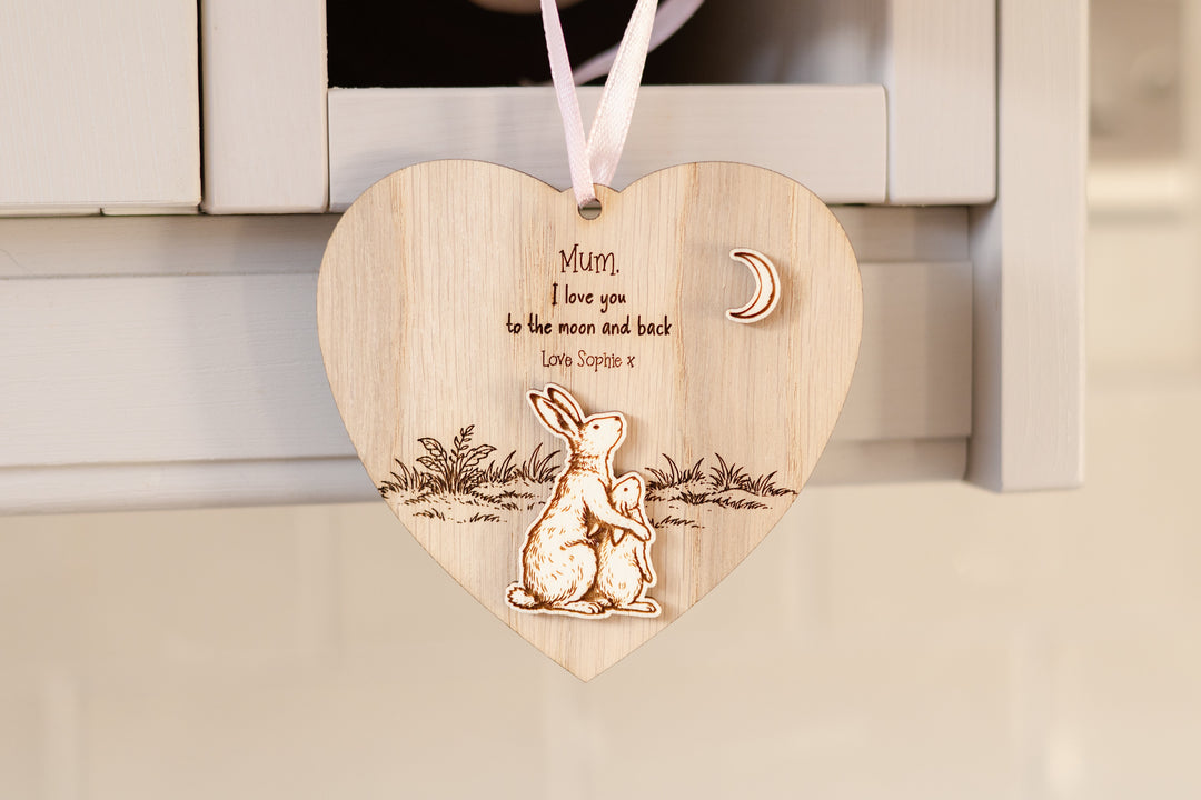 Love You To The Moon & Back - Heart Ornament