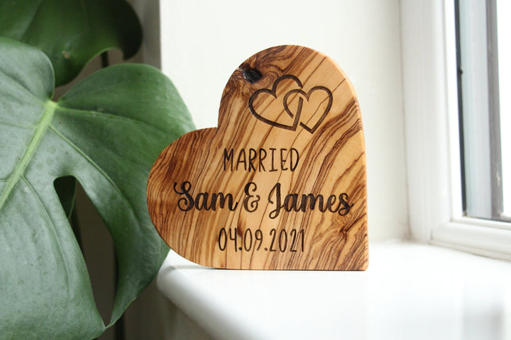 'Married' Olive Wood Heart
