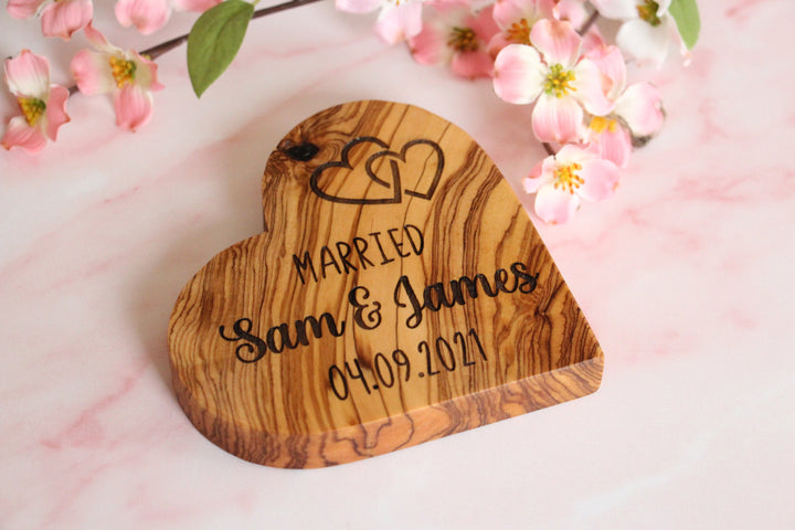 'Married' Olive Wood Heart