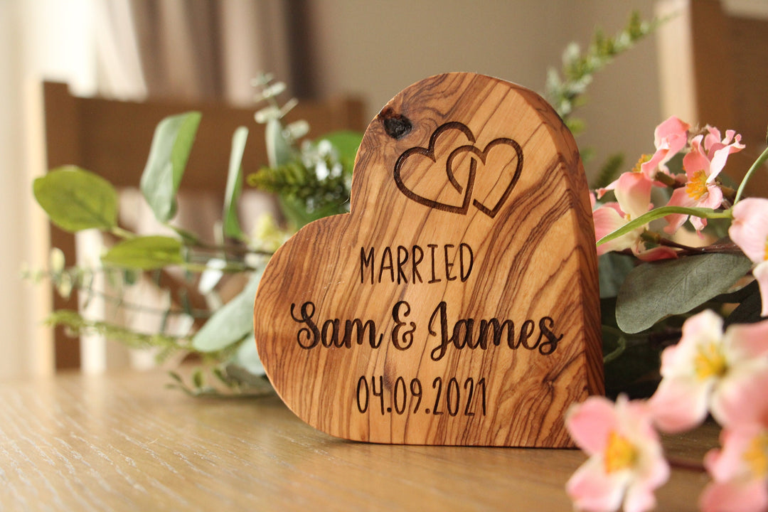 'Married' Olive Wood Heart