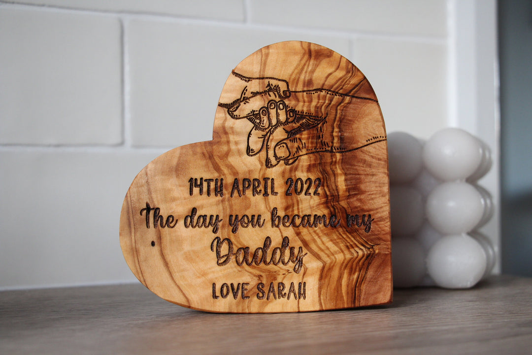 Day You Became My Daddy Olive Wood Heart