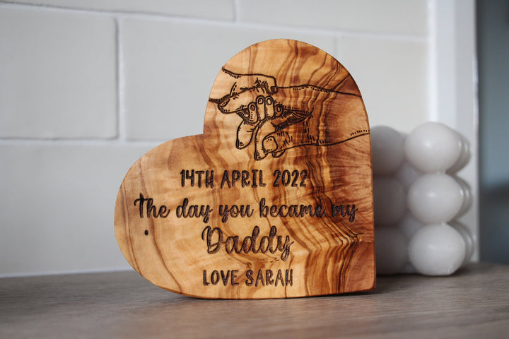 Day You Became My Daddy Olive Wood Heart