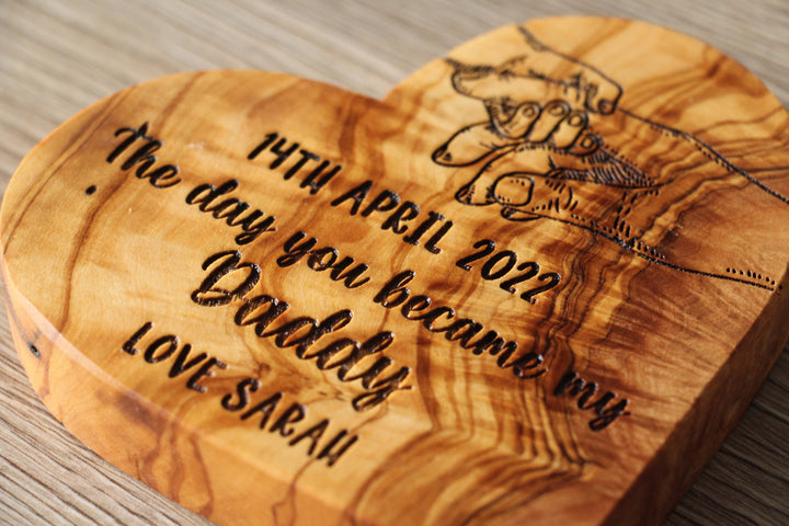 Day You Became My Daddy Olive Wood Heart