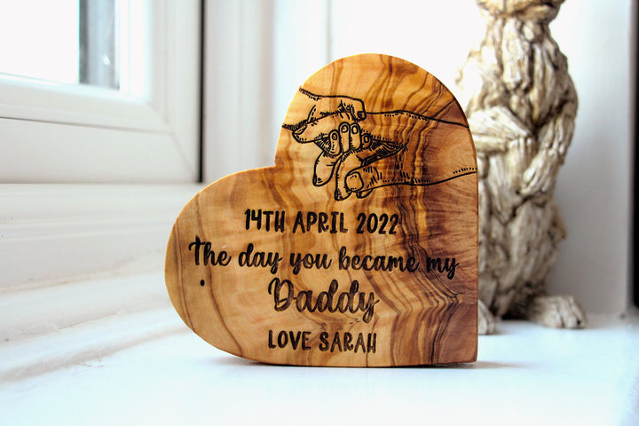 Day You Became My Daddy Olive Wood Heart