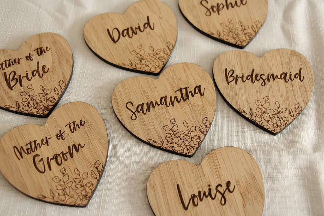 Personalised Floral Heart Wedding Coasters