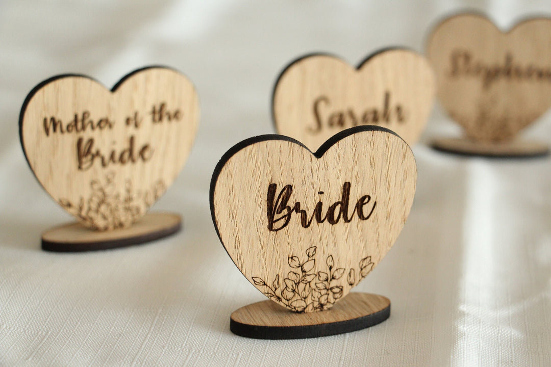 Custom Wedding Party Place Names, Engraved Wedding Favours