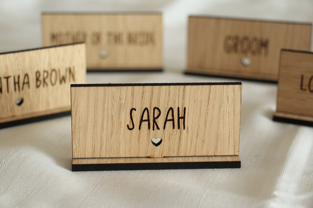 Engraved Rectangle Wedding Place Cards, Party Table Names